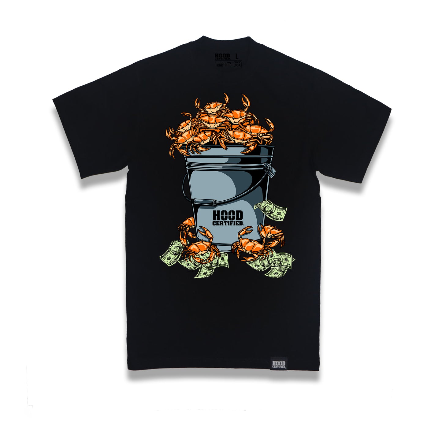 Hood Certified / Crabs In A Bucket / Black TShirt