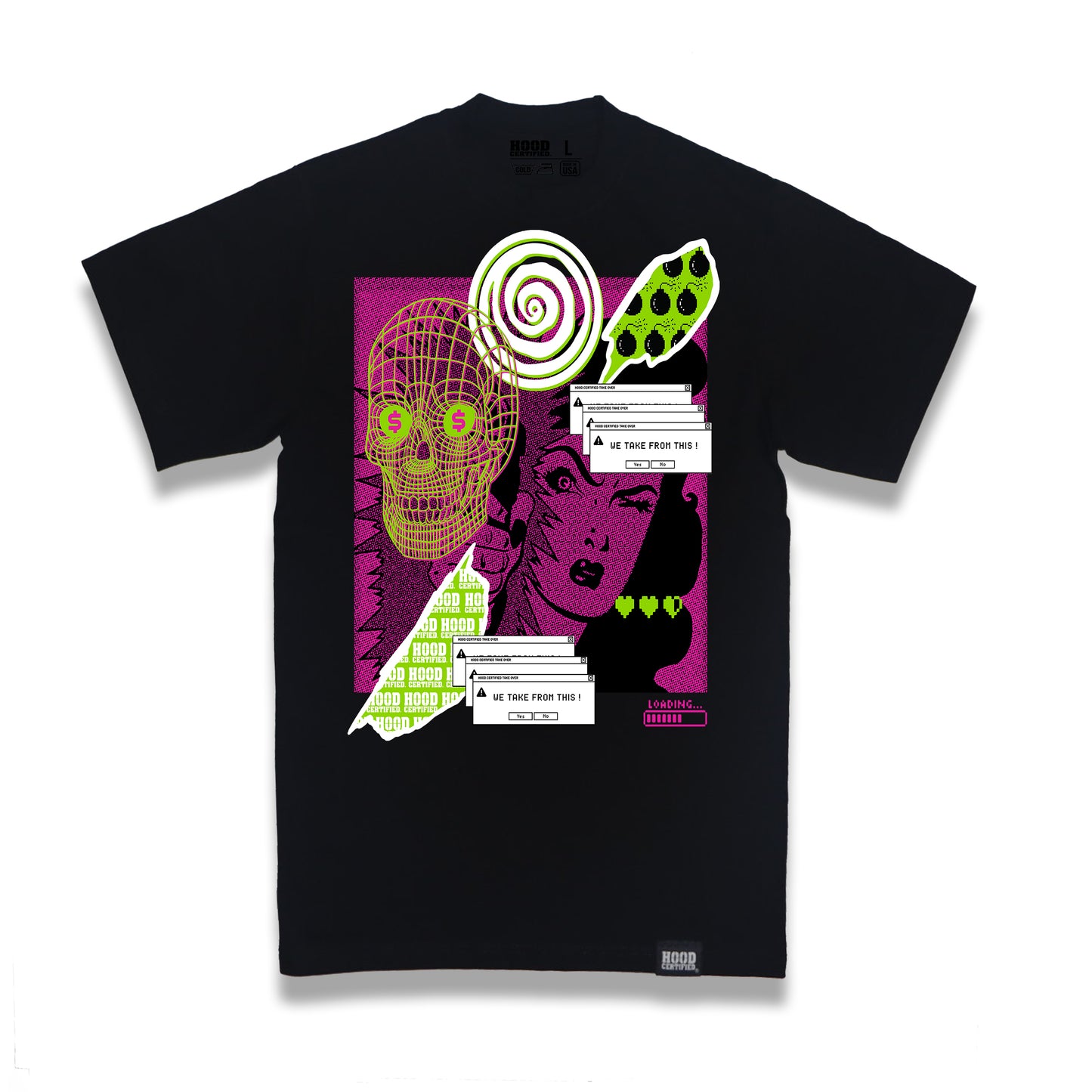 Hood Certified / Take Over / Black Tshirt